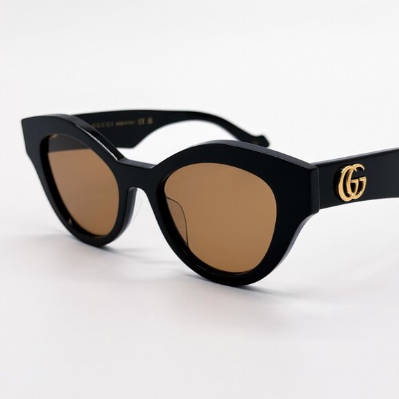NEW GUCCI SUNGLASSES ROUND BLACK WOMEN GUCCI GG0957S 003 - Picture 8 of 12